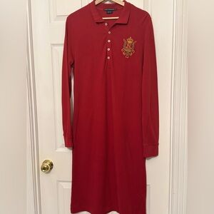 Ralph Lauren Sport Women’s long-sleeve polo dress Red, size XL preppy look